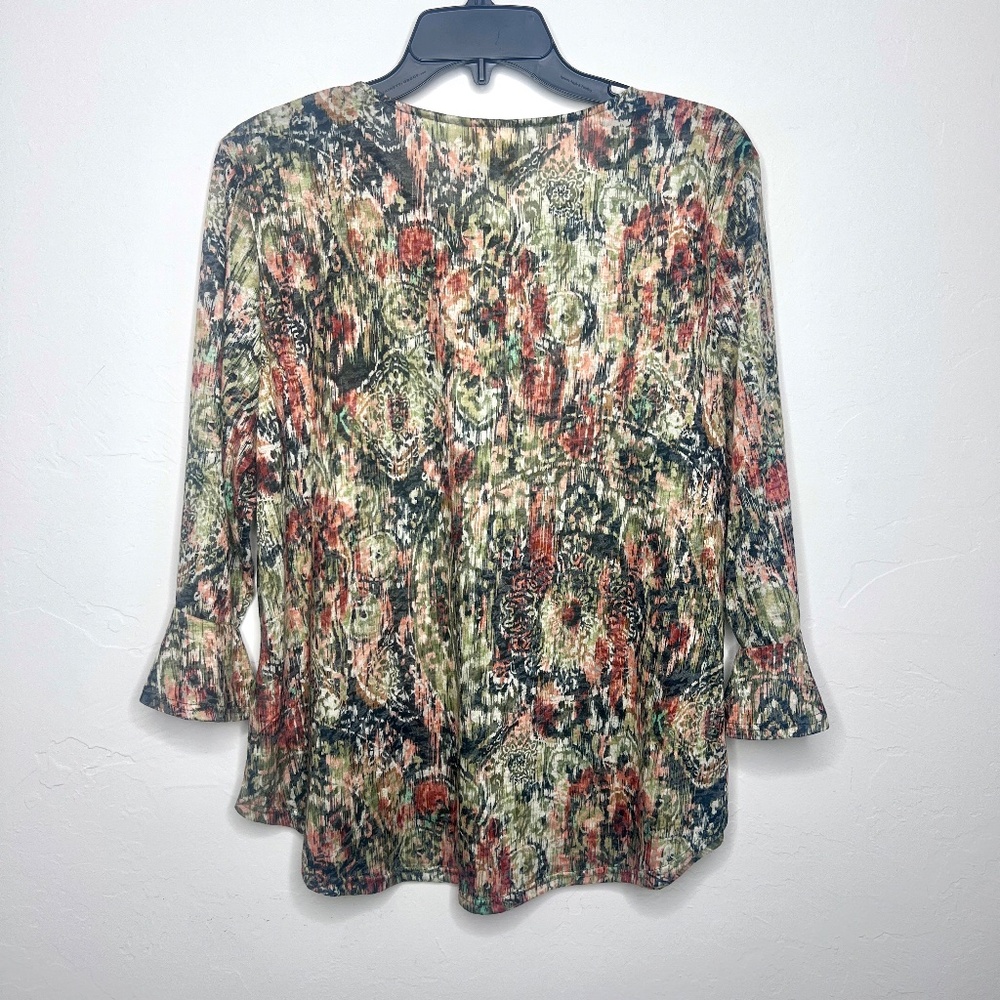 Ruby Rd. Multicolored Top, Green, Gray, Orange - image 6